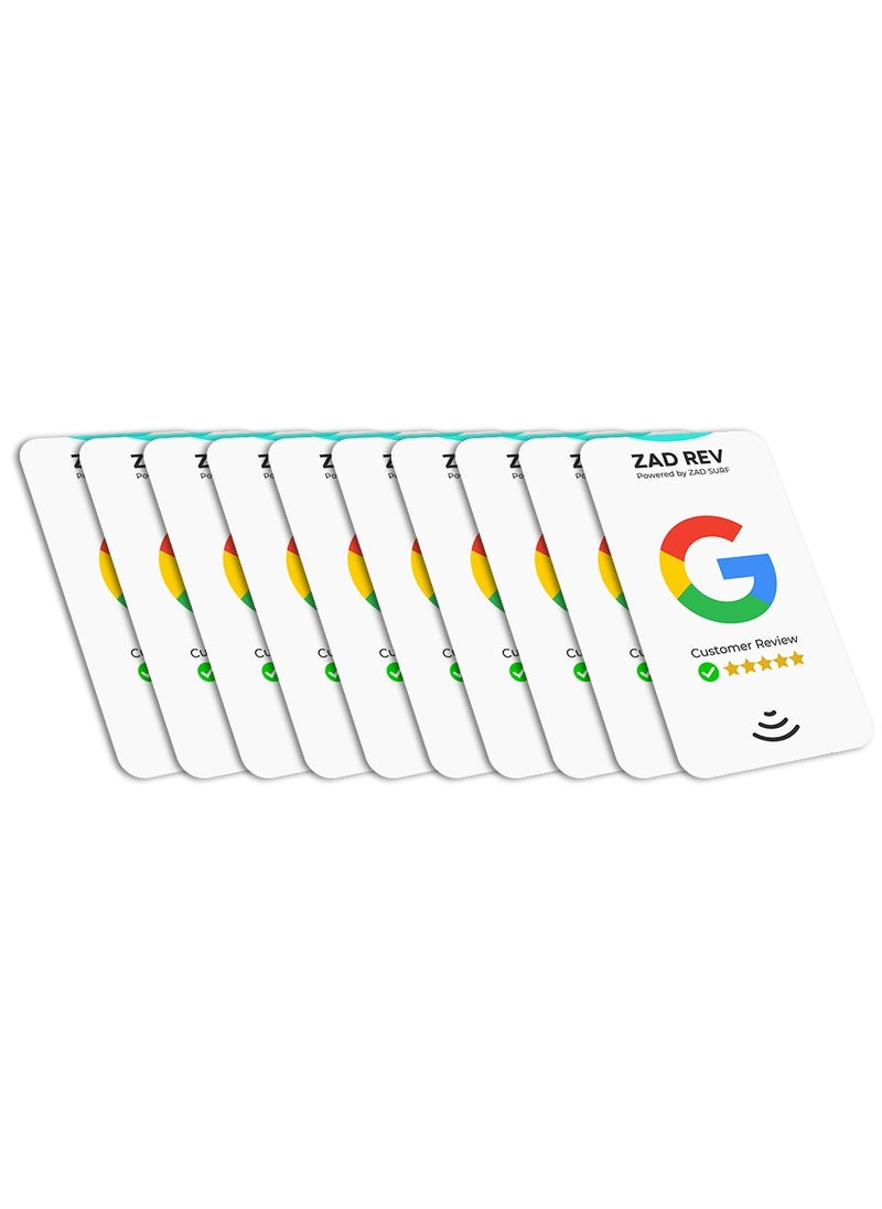 Zad Surf - Pack of 10 Zad Rev. Google Reviews NFC Card from (Zad Surf) allowing you boosting reviews iOS and Android - Image 1