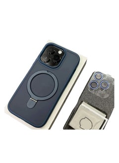 Navy Iphone 16 Magsafe Clear Frosted Rotating Magnetic Holder Phone Case Magnetic Back Cover, Ultra-Thin Phone Case With Strong Magnets For Apple 16 (2024)