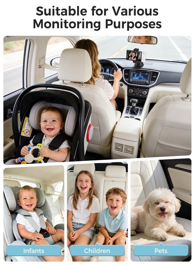 GHB Wireless Baby Car Camera 5" HD, 3500mAh Baby Monitor 2000mAh Camera Non WiFi, Temperature Alert, 720P Night Vision VOX Mode, 360° Rotatable Rear Facing Monitor Baby Essentials Gifts for Home Pets - Image 2