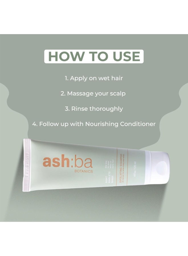 Ashba Botanics Exfoliating Shampoo For Women & Men with Curly & Wavy Hair | Natural AHAs, Tea Tree, Peppermint, Rosemary & Charcoal Gently Cleanses, Removes Buildup & Dandruff | No Itchy Scalp 120ml - Image 5