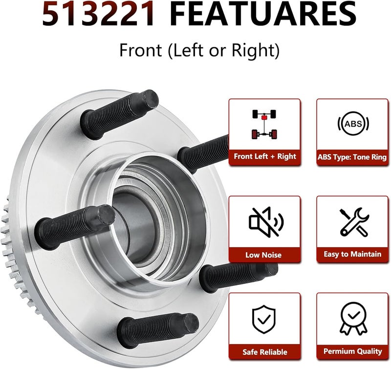 JLEO 513221 Front Wheel Hub Bearing Assembly for Ford Mustang and Avanti - Image 4