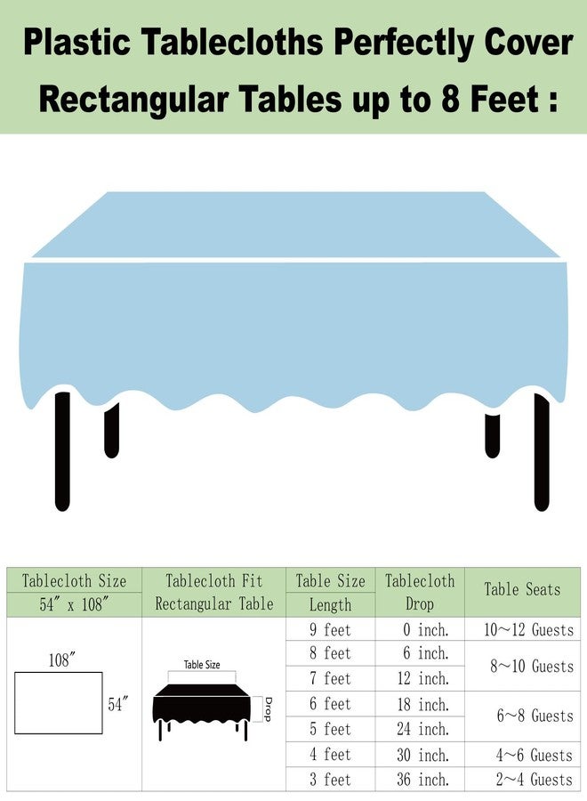 rebdng Plastic Light Sky Blue Tablecloths 3 Pack Disposable Table Covers 54" x 108" Powder lt Blue Table Cloths for Gender Reveal Parties Baby Shower Engagement Wedding, Fits 6 to 8 Foot Rectangle Tables - Image 5