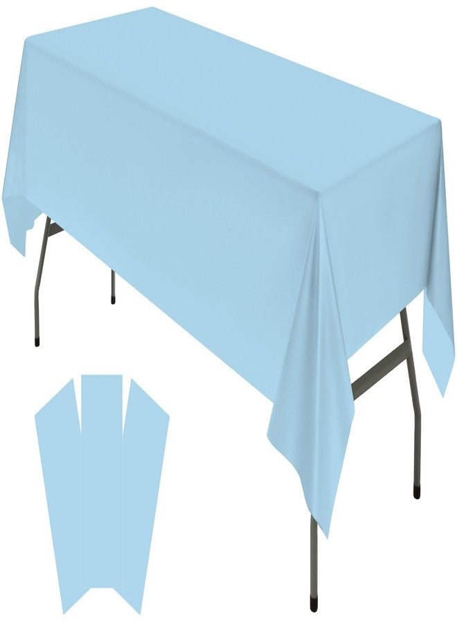 rebdng Plastic Light Sky Blue Tablecloths 3 Pack Disposable Table Covers 54" x 108" Powder lt Blue Table Cloths for Gender Reveal Parties Baby Shower Engagement Wedding, Fits 6 to 8 Foot Rectangle Tables - Image 1