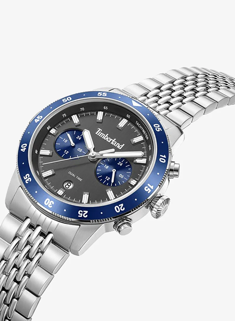 Timberland Parkman Charcoal Dial Stainless Steel Bracelet Multifunction Watch for Men, 44mm