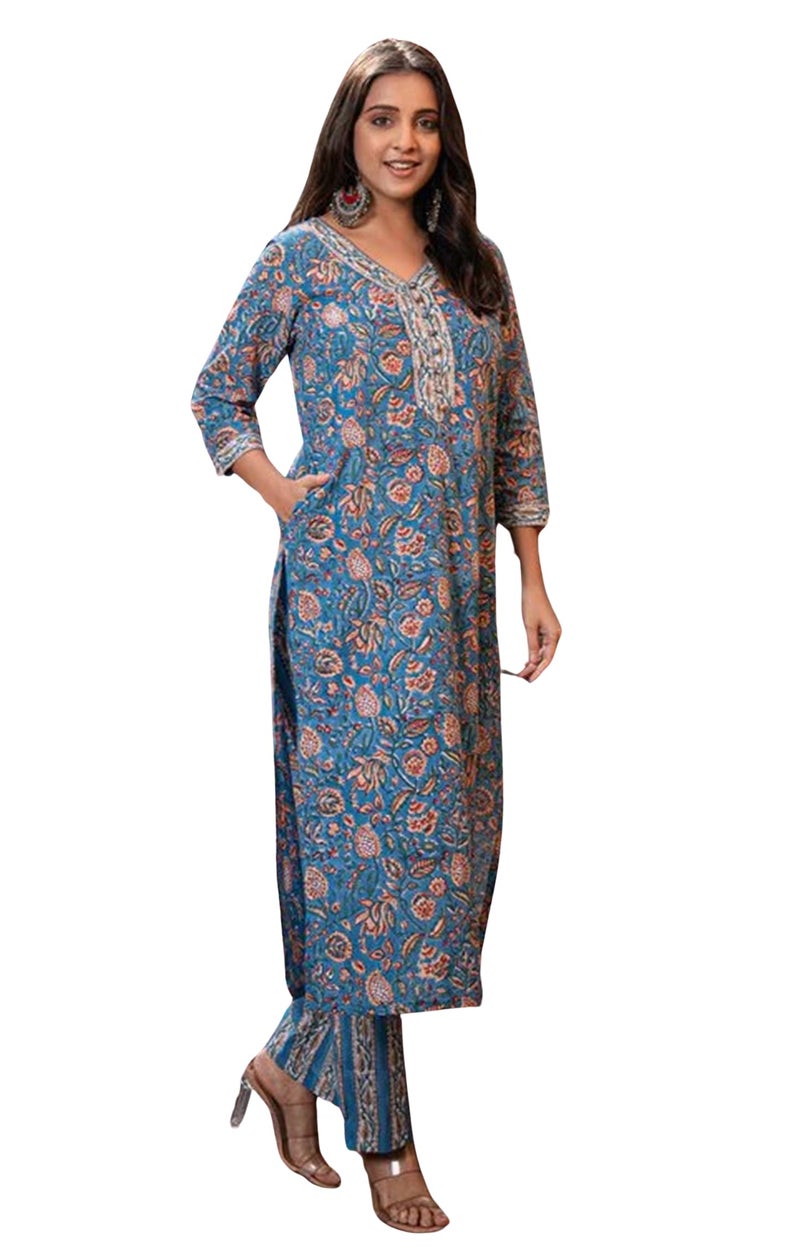 Kalaanj Kurta Set For Women || Women Kurta Set || 2pic Kurta For Women (Kurta 86-90) (Multicolor, M) - Image 1