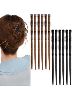 12 Pcs Vintage Wood Hair Sticks Bamboo Shape Hair Chopsticks Japanese Chinese Hairpin Decorative Retro Hair Forks Hanfu Pins Bun Holders for Long Hair Women
