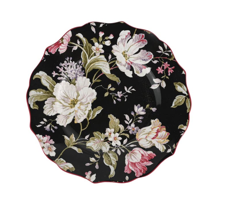 Cluster أطباق تقديم سيراميك CLUSTER للسلطة/الحلويات/الوجبات الخفيفة/المقبلات 22 سم آمنة للاستخدام في الميكروويف وغسالة الصحون (أسود فيكتوري) (2) - Image 1