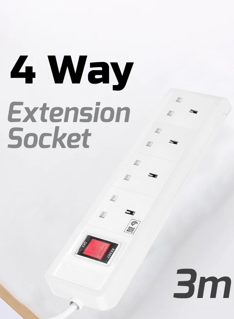 هايماكس تمديد سلك طاقة متعدد 4 مقابس 2990 وات 50/60 هرتز منصهر والحمل الزائد/حماية ضد الحريق 3 متر SH31606 - Image 1