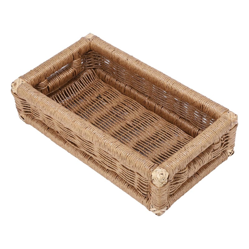 Akway AKWAY Wicker Basket for keeping cloths, storage basket, bin organizer for toiletry, kitchen utilites cosmetic towels bathroom and kitchen organizer bamboo basket (16 L x 9 W x 4.5H) NATURAL  - Image 4