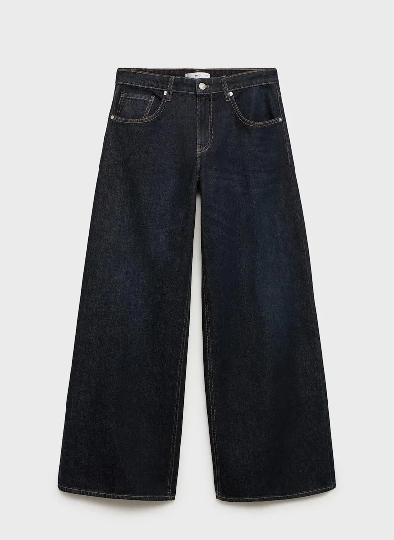 MANGO Low-Rise Rinse-Wash Wideleg Jeans