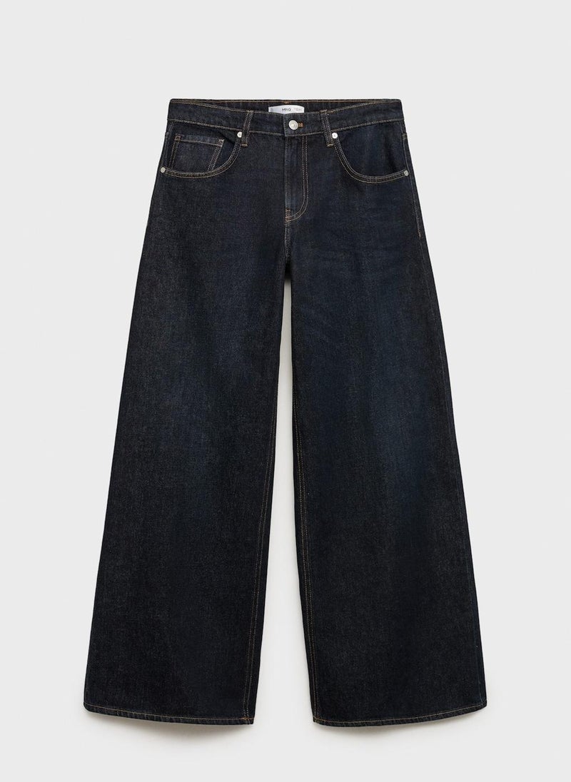 MANGO Low-Rise Rinse-Wash Wideleg Jeans  - Image 5