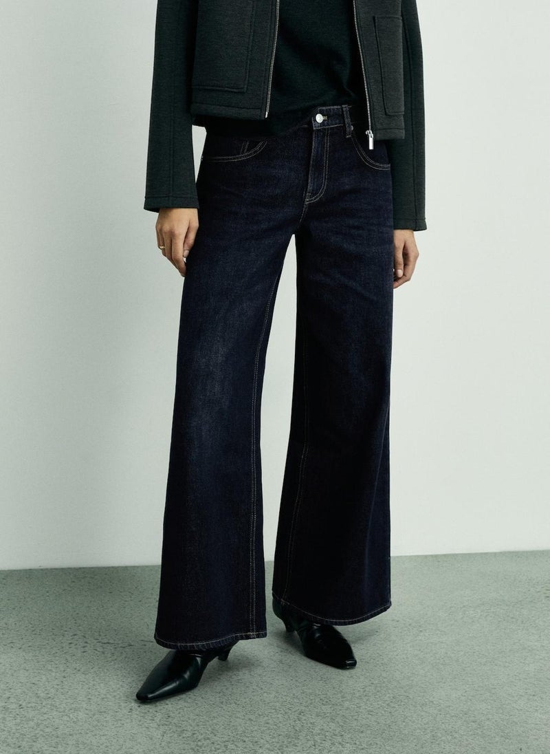 MANGO Low-Rise Rinse-Wash Wideleg Jeans  - Image 1