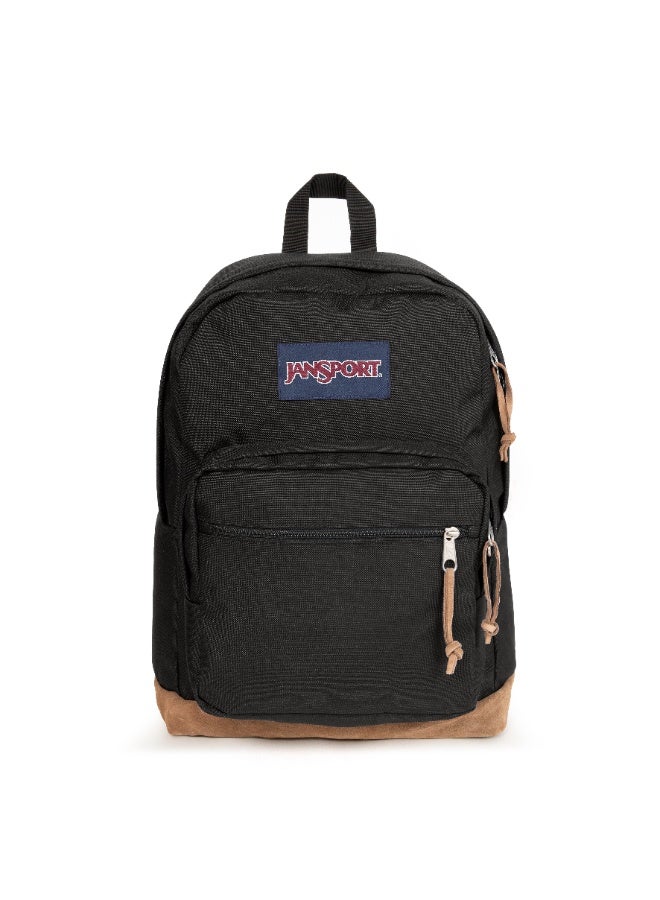 JanSport Right Pack Backpack, Black, 15-Inch Laptop Sleeve, Suede Leather Bottom, Spacious Main Compartment, Water Bottle Pocket - Image 5