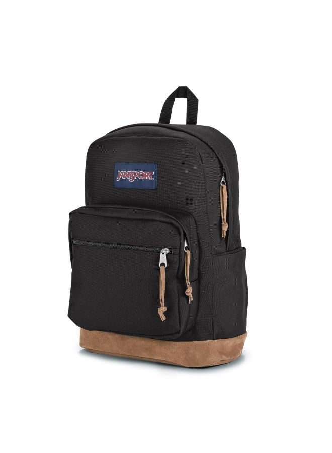 JanSport Right Pack Backpack, Black, 15-Inch Laptop Sleeve, Suede Leather Bottom, Spacious Main Compartment, Water Bottle Pocket - Image 4