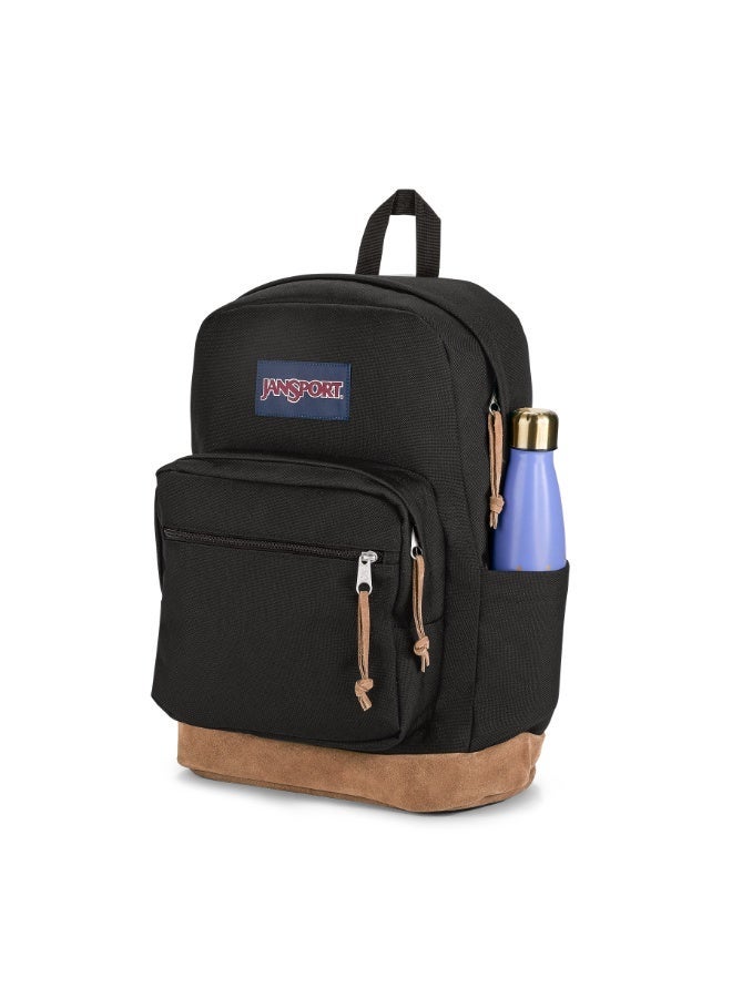 JanSport Right Pack Backpack, Black, 15-Inch Laptop Sleeve, Suede Leather Bottom, Spacious Main Compartment, Water Bottle Pocket - Image 1