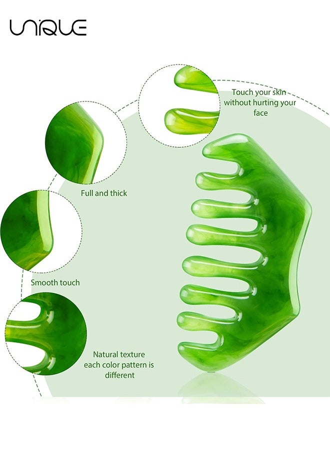 Unique 2 Pieces Jade Combs Massage Stone Hair Comb Guasha Scraping Scalp Comb Facial Massage Tool Multifunctional Handheld Head Tools for Gift  - Image 2