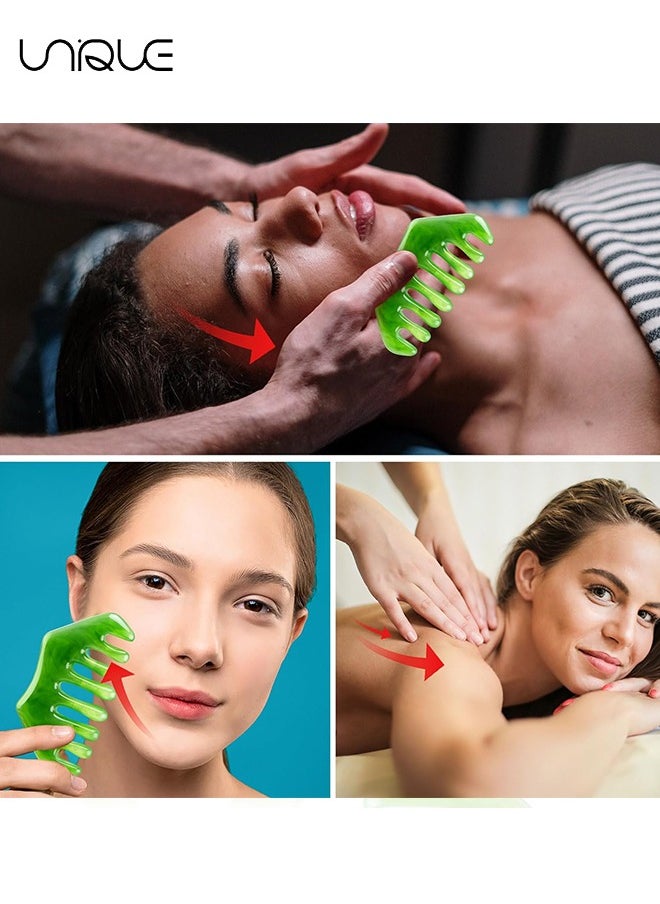 Unique 2 Pieces Jade Combs Massage Stone Hair Comb Guasha Scraping Scalp Comb Facial Massage Tool Multifunctional Handheld Head Tools for Gift  - Image 4