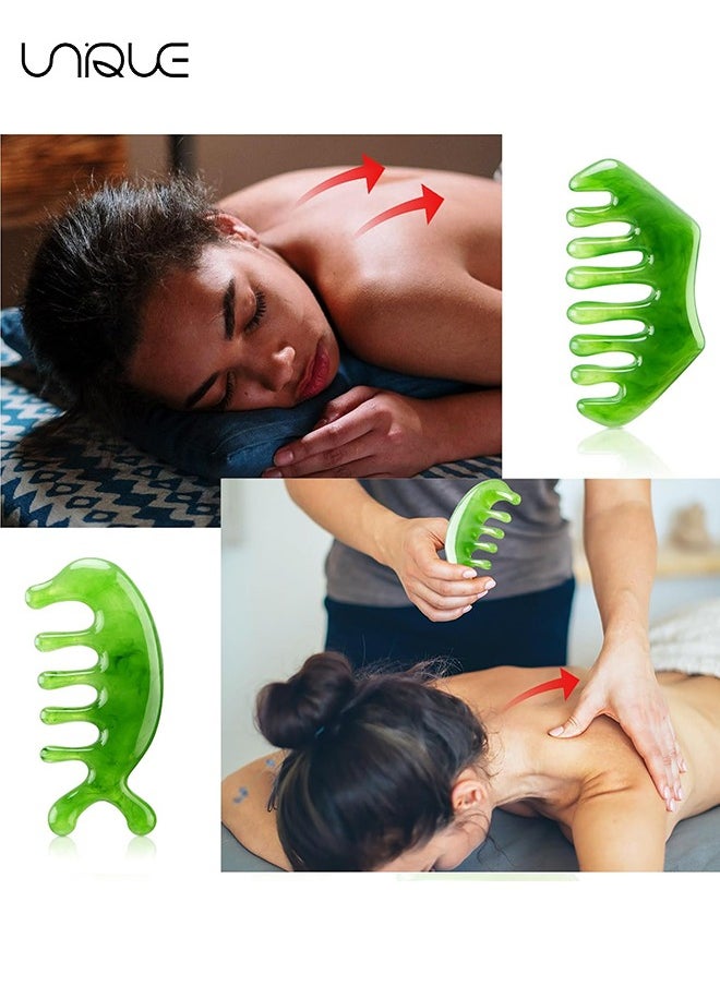 Unique 2 Pieces Jade Combs Massage Stone Hair Comb Guasha Scraping Scalp Comb Facial Massage Tool Multifunctional Handheld Head Tools for Gift  - Image 3