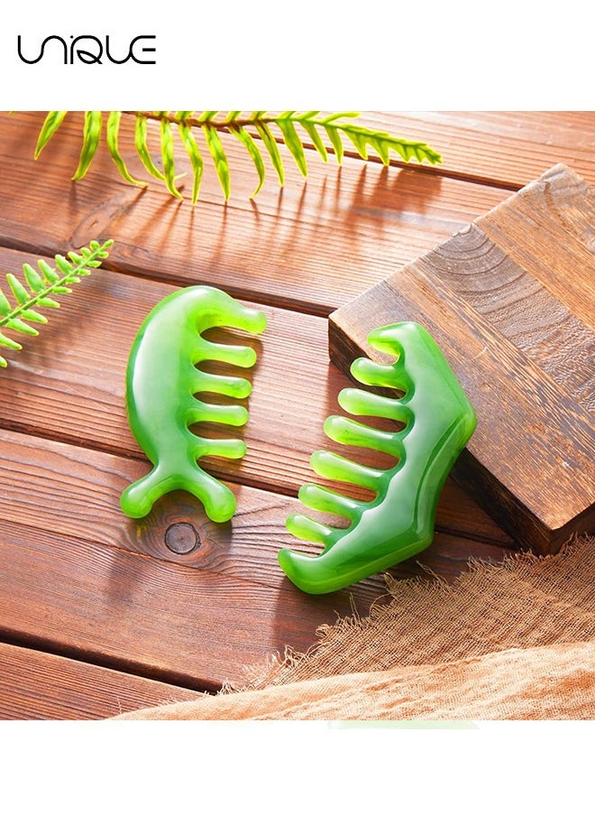 Unique 2 Pieces Jade Combs Massage Stone Hair Comb Guasha Scraping Scalp Comb Facial Massage Tool Multifunctional Handheld Head Tools for Gift  - Image 5