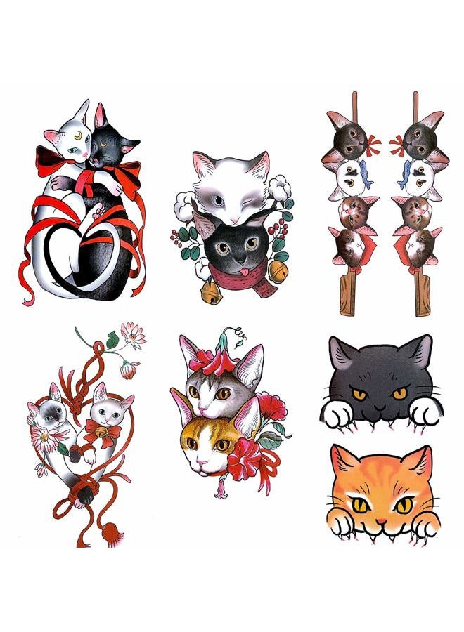 Oottati 30 Sheets Super Cute Tiny Cats Head Flower Waterproof Temporary Tattoo Suit For Kids Women Pool Party, Easy Apply & Lasts 7 Days, Summer Fun Essentials - Image 3