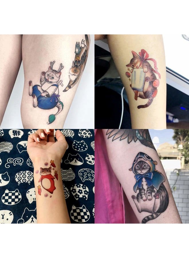 Oottati 30 Sheets Super Cute Tiny Cats Head Flower Waterproof Temporary Tattoo Suit For Kids Women Pool Party, Easy Apply & Lasts 7 Days, Summer Fun Essentials - Image 5