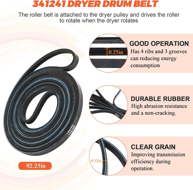 Beaquicy 4392065 Dryer Maintenance Repair Kit by - Replacement for Whirlpool Ken-more Crosley Admiral Amana Dryer - Package Includes Drum Roller Belt and Idler Pulley - Image 4