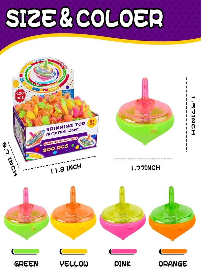 MAPIXO 200 Pcs Light Up Spinning Tops for Kid 4 Color, Bulk LED Flashing Spinning Top Toys for Birthday Party Favor, Return Gift, Classroom Prize, and Fun Fidget Toy, Glow Goodie Bags Stuffer for Girl boy - Image 3