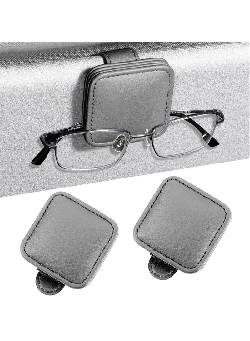 SYOSI 2 Pack Sunglasses Holders for Car Visor, Magnetic Leather Sunglasses Holder and Ticket Card Clip, Glasses Eyeglass Hanger Clip for Car, Car Visor Accessories - Image 1