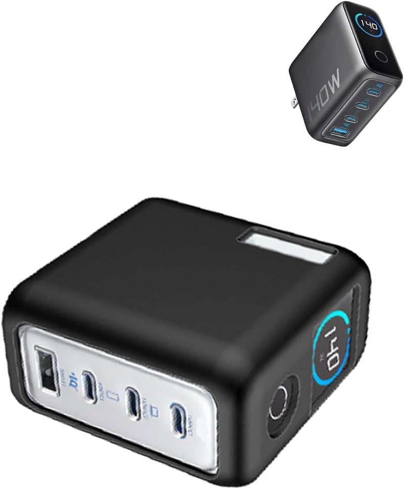 WUNIAK Case for Anker Zolo 140W Charger (A2697), Soft Silicone Protective Portable Scratch Shock Resistant Shell，Black - Image 1