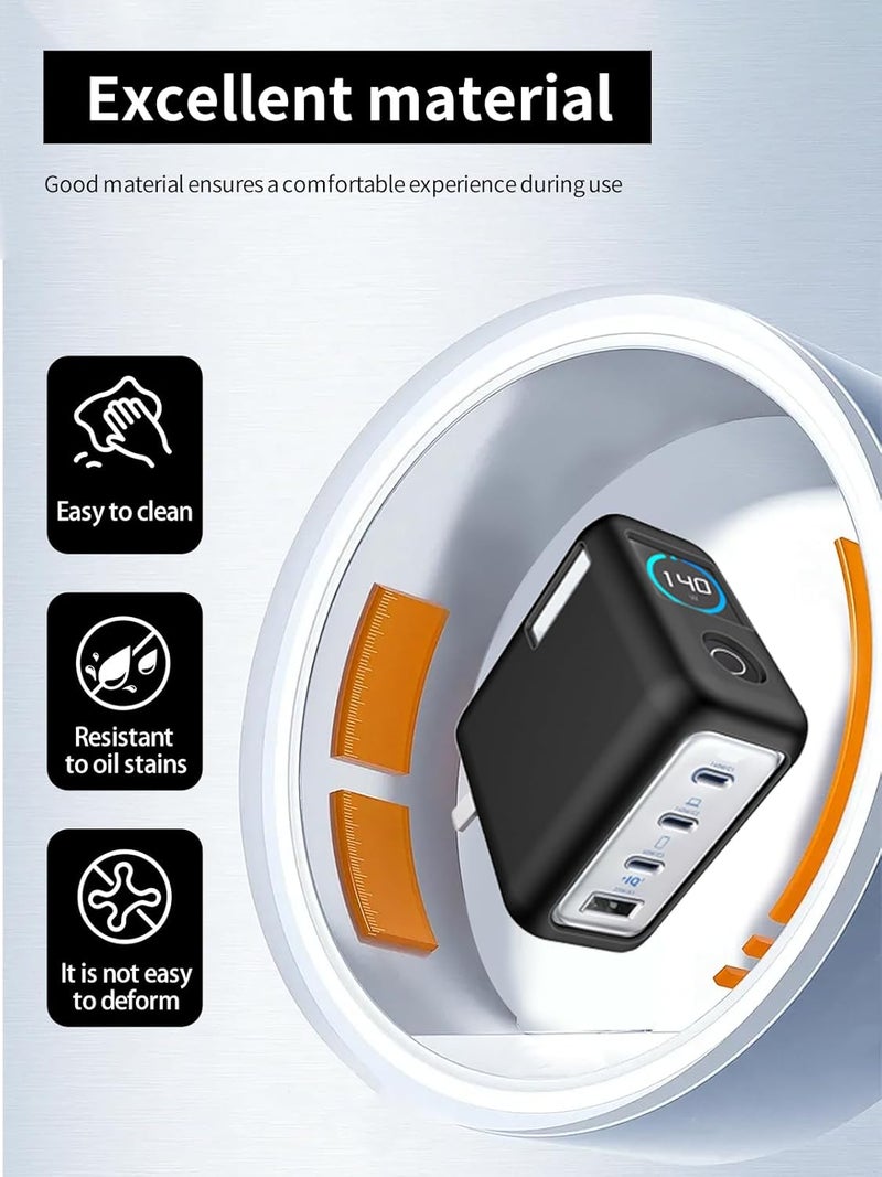 WUNIAK Case for Anker Zolo 140W Charger (A2697), Soft Silicone Protective Portable Scratch Shock Resistant Shell，Black - Image 3