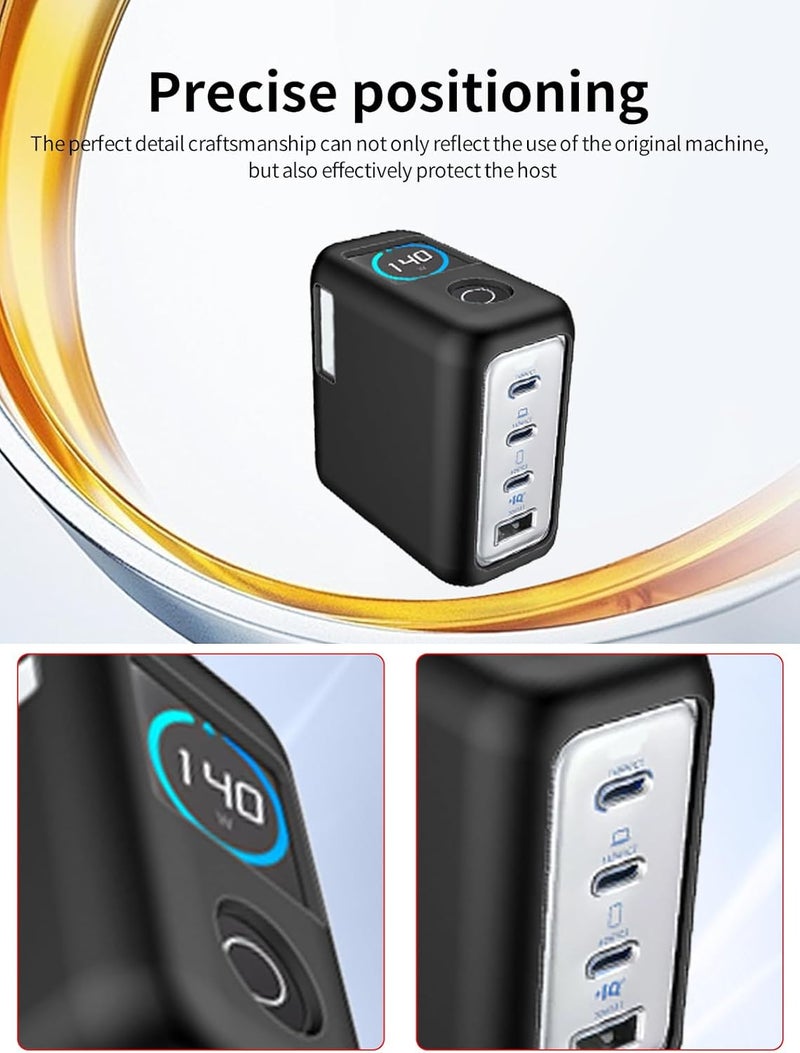WUNIAK Case for Anker Zolo 140W Charger (A2697), Soft Silicone Protective Portable Scratch Shock Resistant Shell，Black - Image 2