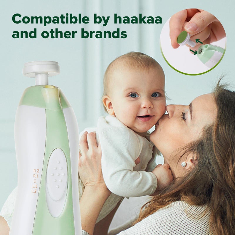 haakaa Electric Nail Trimmer Replacement Pads Baby Nail Trimmer Heads Compatible with All haakaa Nail Trimmers, Suitable for 12+Months, Matcha - Image 3