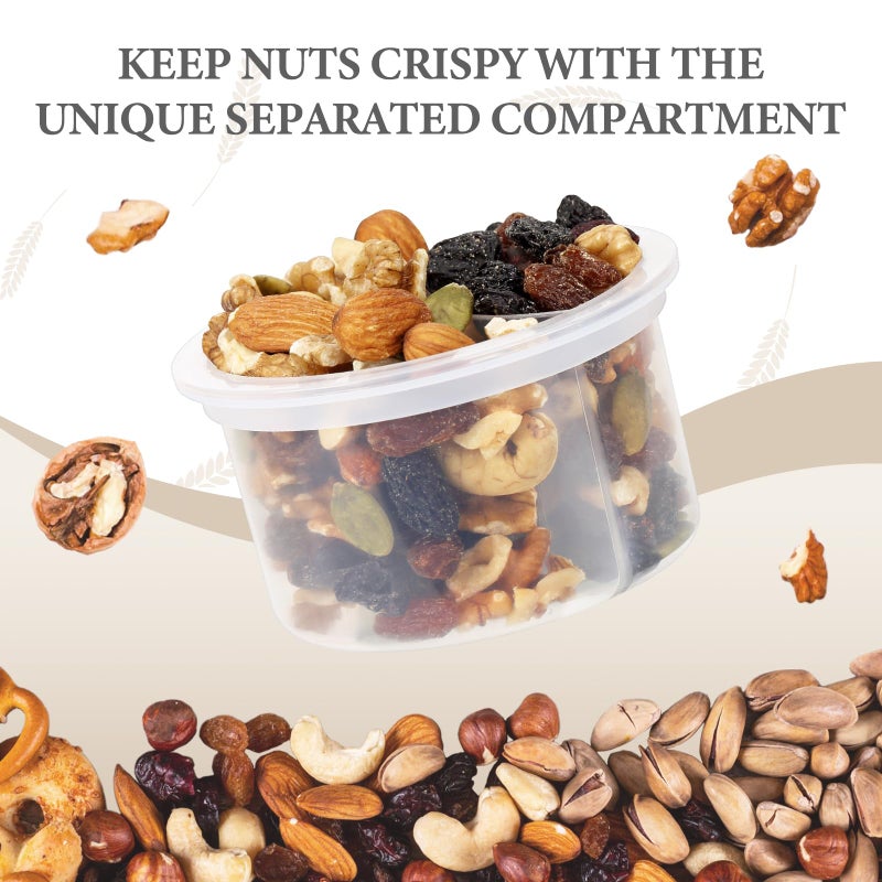 SOLIGT 2 Pack Overnight Oats Containers with Lids, Folding Spoons and Divided Compartments for Fruit & Nuts, Small Glass 16oz Mason Jars for Oatmeal Yogurt Parfait (2 Set-Oat White/Oat White) - Image 2