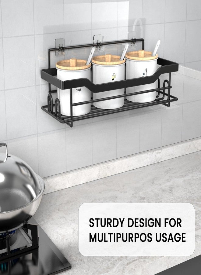 BATHDESIGN رفوف تنظيمية للاستحمام من باث ديزاين، عبوة واحدة، رفوف ذاتية اللصق تُثبت على الحائط بدون حفر، لون أسود مطفي - Image 3