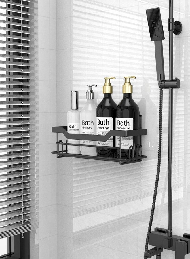 BATHDESIGN رفوف تنظيمية للاستحمام من باث ديزاين، عبوة واحدة، رفوف ذاتية اللصق تُثبت على الحائط بدون حفر، لون أسود مطفي - Image 2