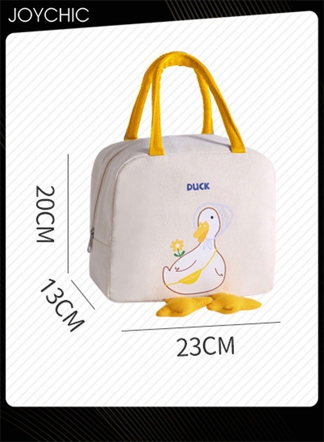 Joychic حقيبة غداء بتصميم بطة كرتونية رائعة من الألومنيوم لحفظ الحرارة حقيبة قماش للتنقل للرجال والنساء للمدرسة والمكتب والنزهات الخارجية - Image 4