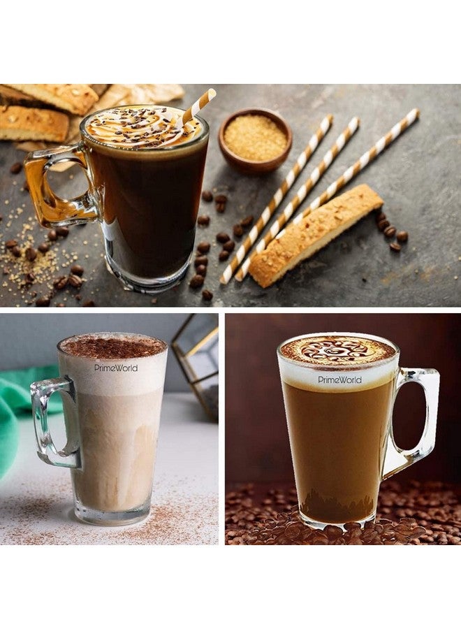 PrimeWorld Paris Tea Coffee 240 ml Cup Set of 6 pcs, Crystal Espresso Mug, Clear Toughened Glass Mug with Handle for Cappuccino, Milk, Latte hot/Cold Drinks etc - Image 2