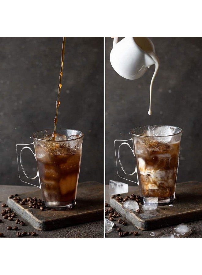 PrimeWorld Paris Tea Coffee 240 ml Cup Set of 6 pcs, Crystal Espresso Mug, Clear Toughened Glass Mug with Handle for Cappuccino, Milk, Latte hot/Cold Drinks etc - Image 4