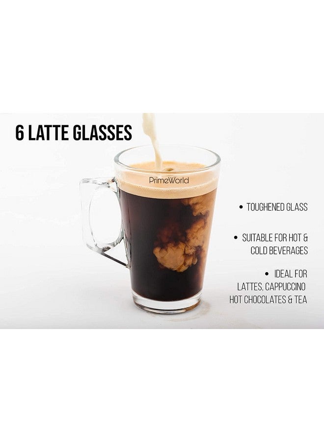 PrimeWorld Paris Tea Coffee 240 ml Cup Set of 6 pcs, Crystal Espresso Mug, Clear Toughened Glass Mug with Handle for Cappuccino, Milk, Latte hot/Cold Drinks etc - Image 3