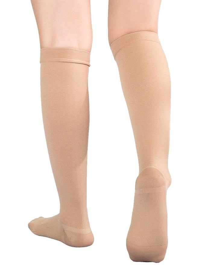 TOFLY® Compression Stockings (Pair), Grade Firm Support 20-30mmHg, Opaque, Unisex, Close-Toe Knee High Compression Socks for Varicose Veins, Edema, Shin Splints, Nursing, Travel, Beige M - Image 3