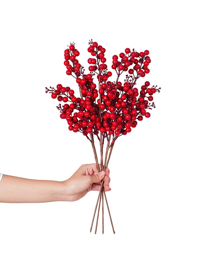 Lvydec Lvydec 4 Pack Artificial Red Berry Stems Clearance  195 Inch Christmas Holly Berry Branches for Holiday Home Decor and Crafts 