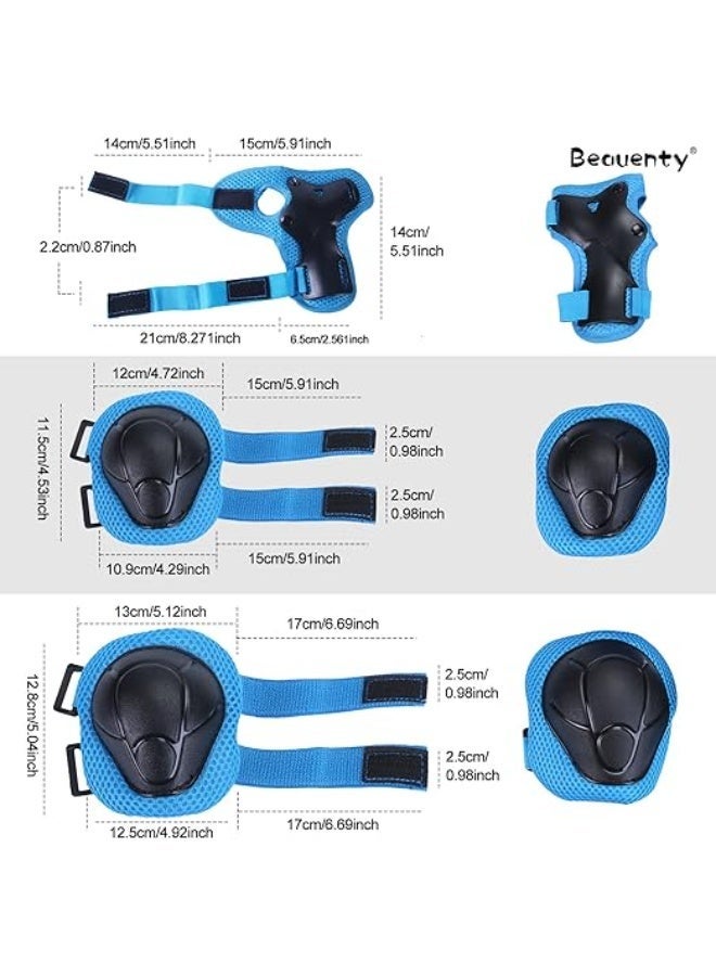 7 in 1 Kids Helmet and Pads Set, Adjustable 3-8 Years Old Kids Bike Helmet Set Knee Pads Elbow Pads Wrist Guards for Scooter Cycling Skateboard Roller Skating Bike Boys Toddler (Blue) - Image 5