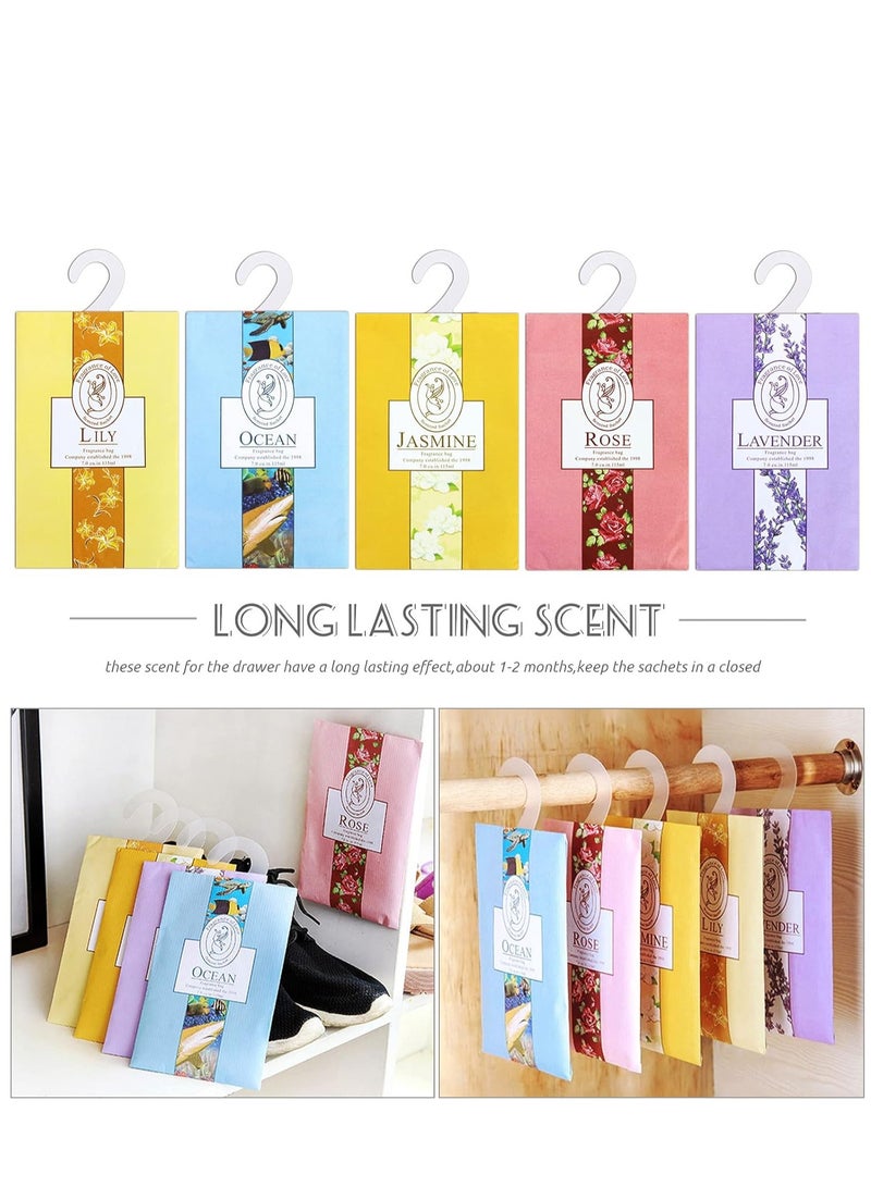 Oasisgalore 12 PCS Closet Air Freshener, Flower Scented Sachets Bags for Drawer and Closet, Fresh Scents Freshener with Hanger  - Image 5