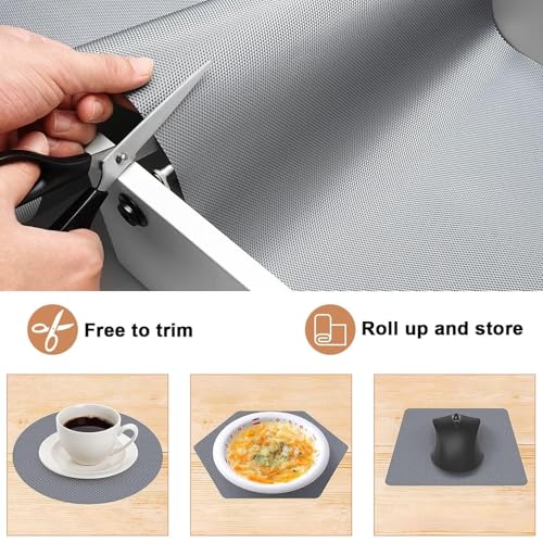 CLAPONE Kitchen Mats for Shelves/Fridge Liners/PVC Mats for Kitchen/Shelf Liners/Multipurpose Anti-Slip Mat/Sheet for Fridge/Kitchens/Cupboard/Drawers/EVA Mat (PaleGrey, 45cm X 2.5 Mitre) - Image 2