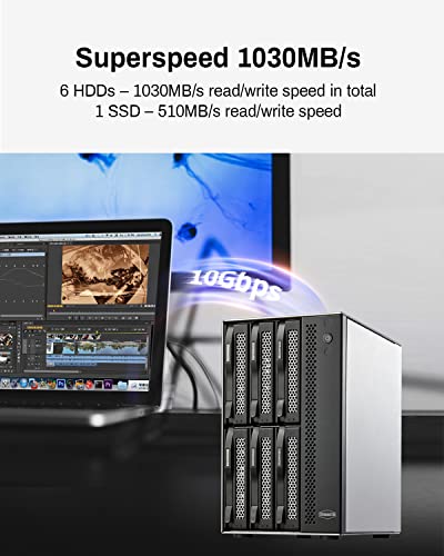TERRAMASTER تيراماستر D6-320 حاوية قرص صلب خارجي - USB 3.2 Gen2 10Gbps نوع-C تخزين HDD قابل للتبديل والتوصيل (بدون قرص) - Image 5