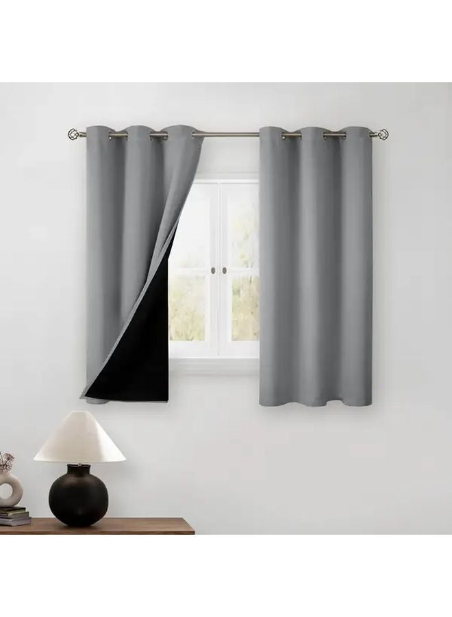 Gray Blackout Thermal Insulated Grommet Curtain Panels 36x54 Inch - Image 1