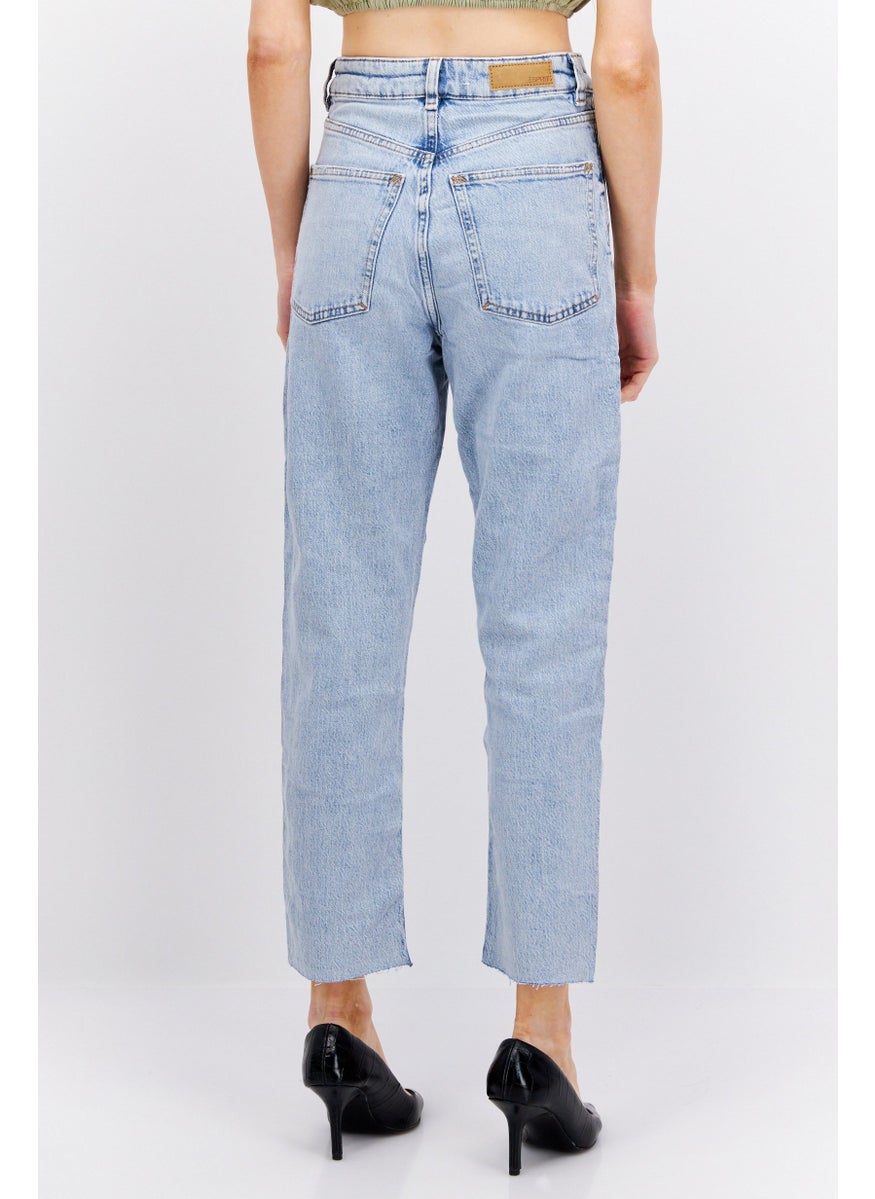 ESPRIT Women Regular Fit Light Wash Stretchable Jeans, Blue  - Image 3