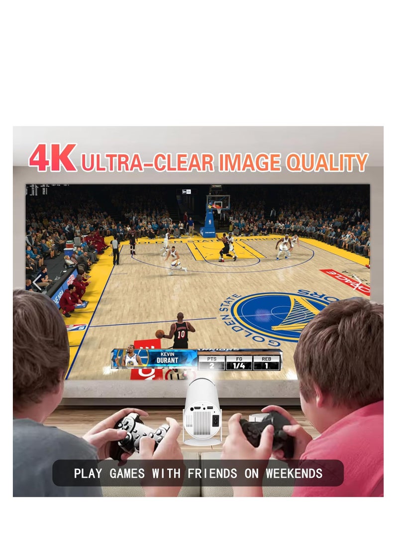 Smart Android 12 Mini Projector with 5G/6G WiFi & Bluetooth | 4K Supported Outdoor & Indoor Portable Projector | Built-in 10000+ Games for PS5/Switch | 1280x720 HD | USB | iOS/Android/Apple Compatible | White-B  - Image 4