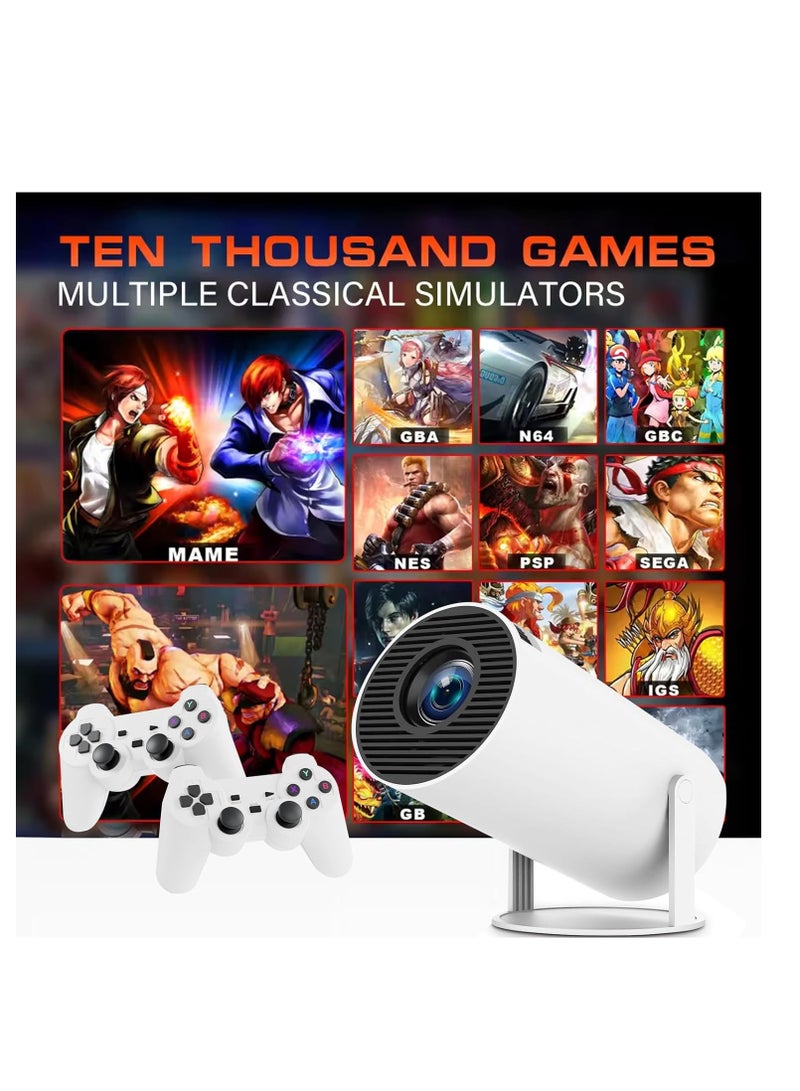 Smart Android 12 Mini Projector with 5G/6G WiFi & Bluetooth | 4K Supported Outdoor & Indoor Portable Projector | Built-in 10000+ Games for PS5/Switch | 1280x720 HD | USB | iOS/Android/Apple Compatible | White-B  - Image 2