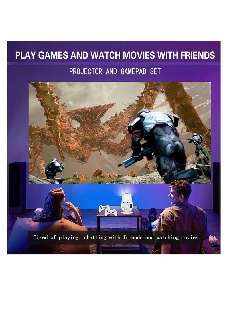Smart Android 12 Mini Projector with 5G/6G WiFi & Bluetooth | 4K Supported Outdoor & Indoor Portable Projector | Built-in 10000+ Games for PS5/Switch | 1280x720 HD | USB | iOS/Android/Apple Compatible | White-B  - Image 3